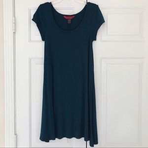 Teal Cap Sleeve Swing Dress